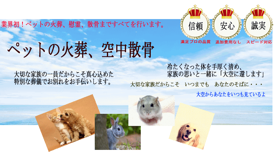 スカイメモリアル ペットの火葬から葬儀 慰霊 空中散骨までセットで行います
