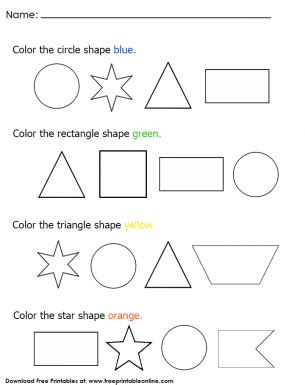  color in the shapes worksheet for kindergarten