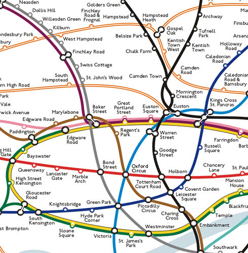 Detail of Curvy Tube Map 2 by Maxwell Roberts