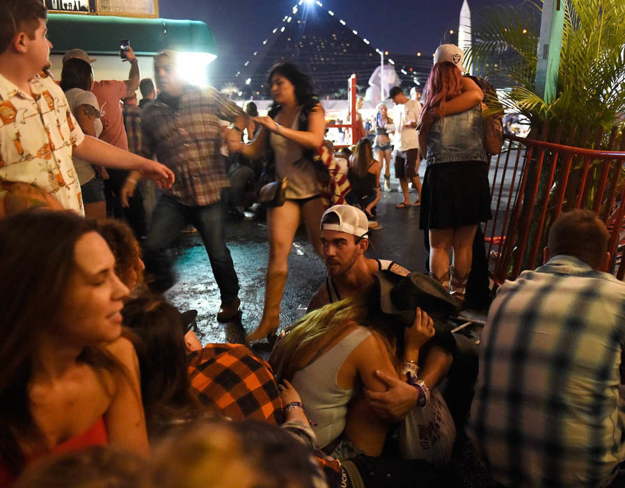  People run for cover at the Route 91 Harvest country music festival