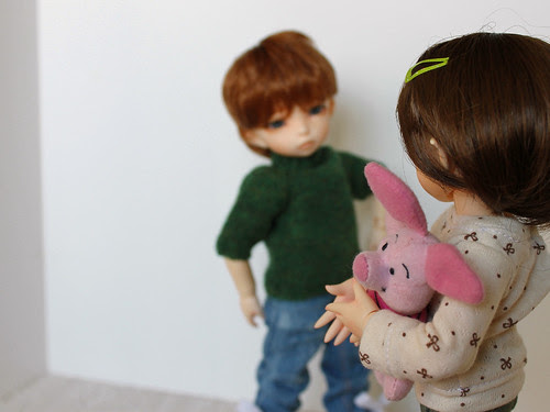 Peanut is not too sure about this guy.