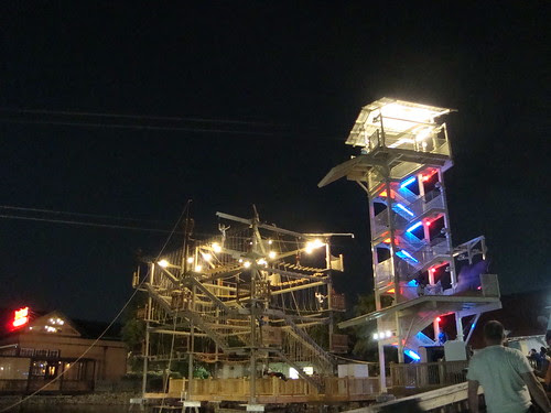 the zipline tower on the right