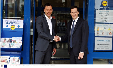 George Osbourne Visits Lidl Store in Chessington, Surrey, Britain