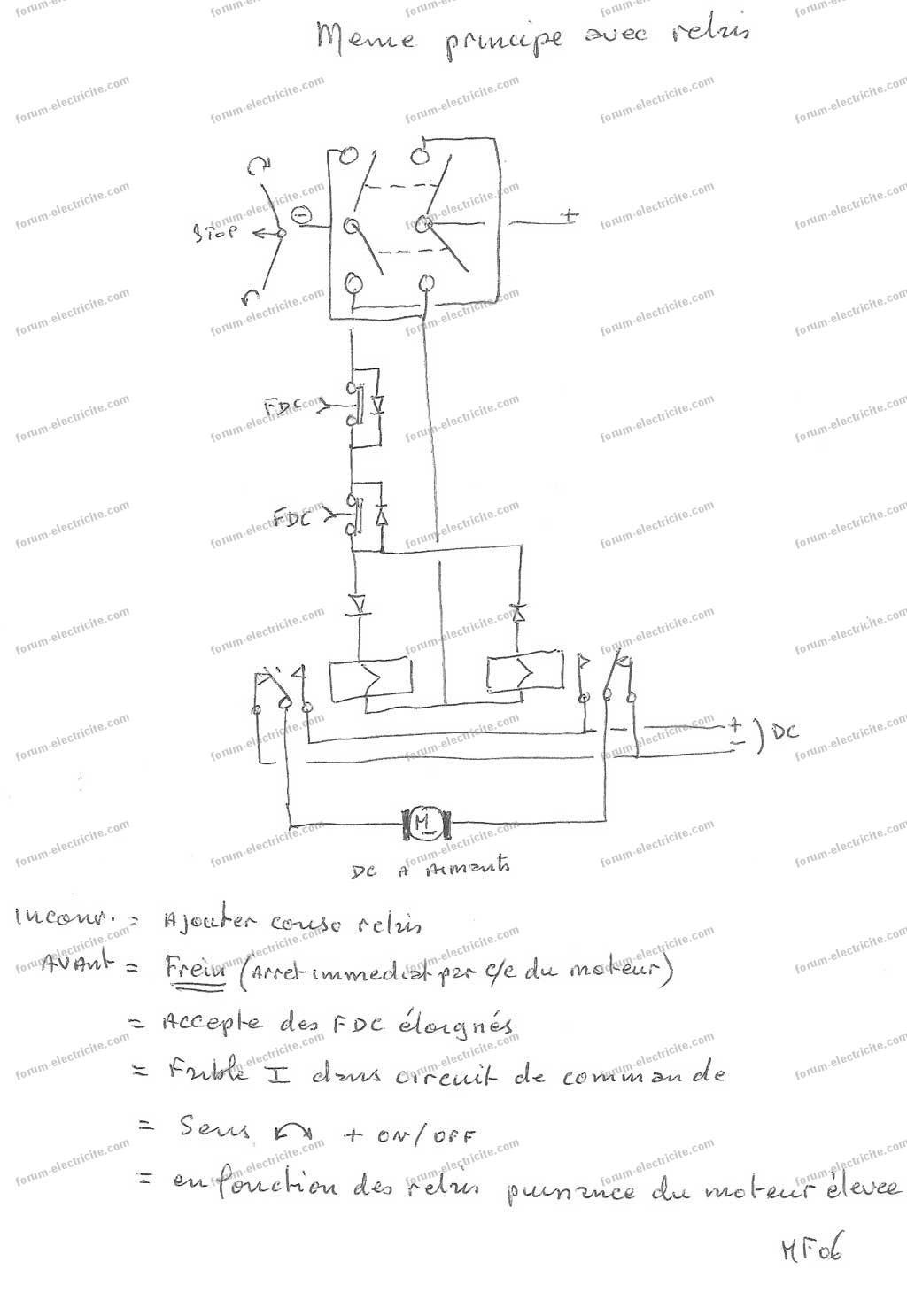 Schéma pour fabriquer un portail électrique avec relais inverseur et