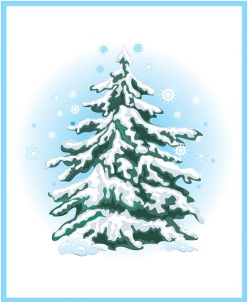 Simple Christmas tree with snow vector - Vector Christmas ...