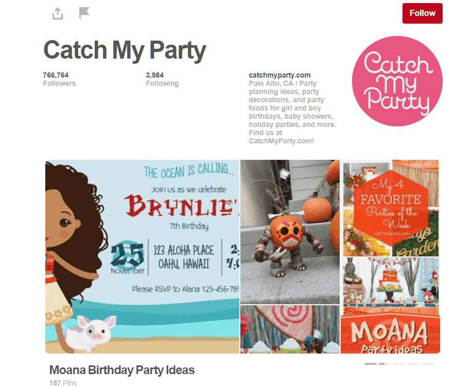 Catch My Party Pinterest