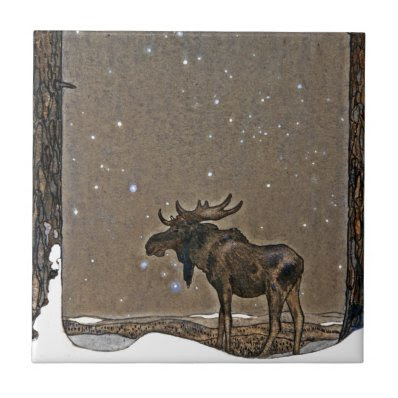 John Bauer&#39;s Christmas Moose Ceramic Tiles