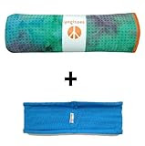 Seaburst yogitoes mat size SKIDLESS yoga towel blue hBand stretchy headband combo by Absolute Yogi