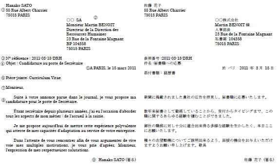 フランス語の手紙の書き方 Franchir 株式会社フランシール
