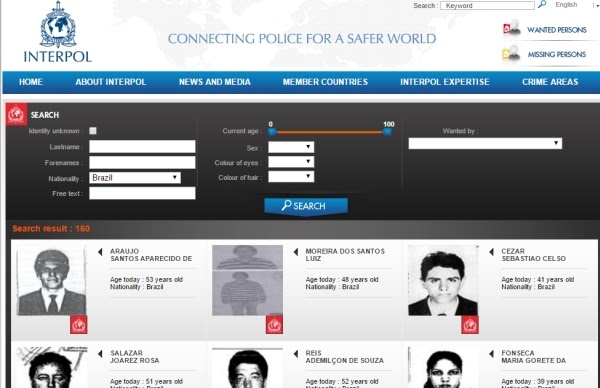 Brasil: 200 procurados na lista vermelha da Interpol