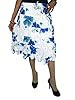White Skirt Blue Floral Women's Knee Length Gypsy Peasant Boho Skirt