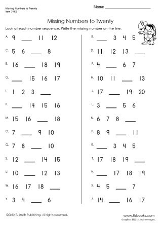 Twenty 20 Numbers Missing 1 to missing worksheet  numbers to