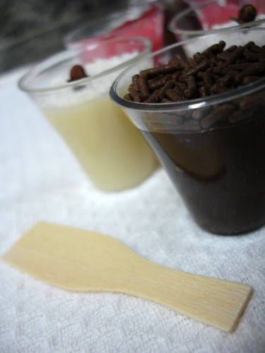 Brazilian candy in tiny cups: brigadeiro, beijinho and bicho-de-pé