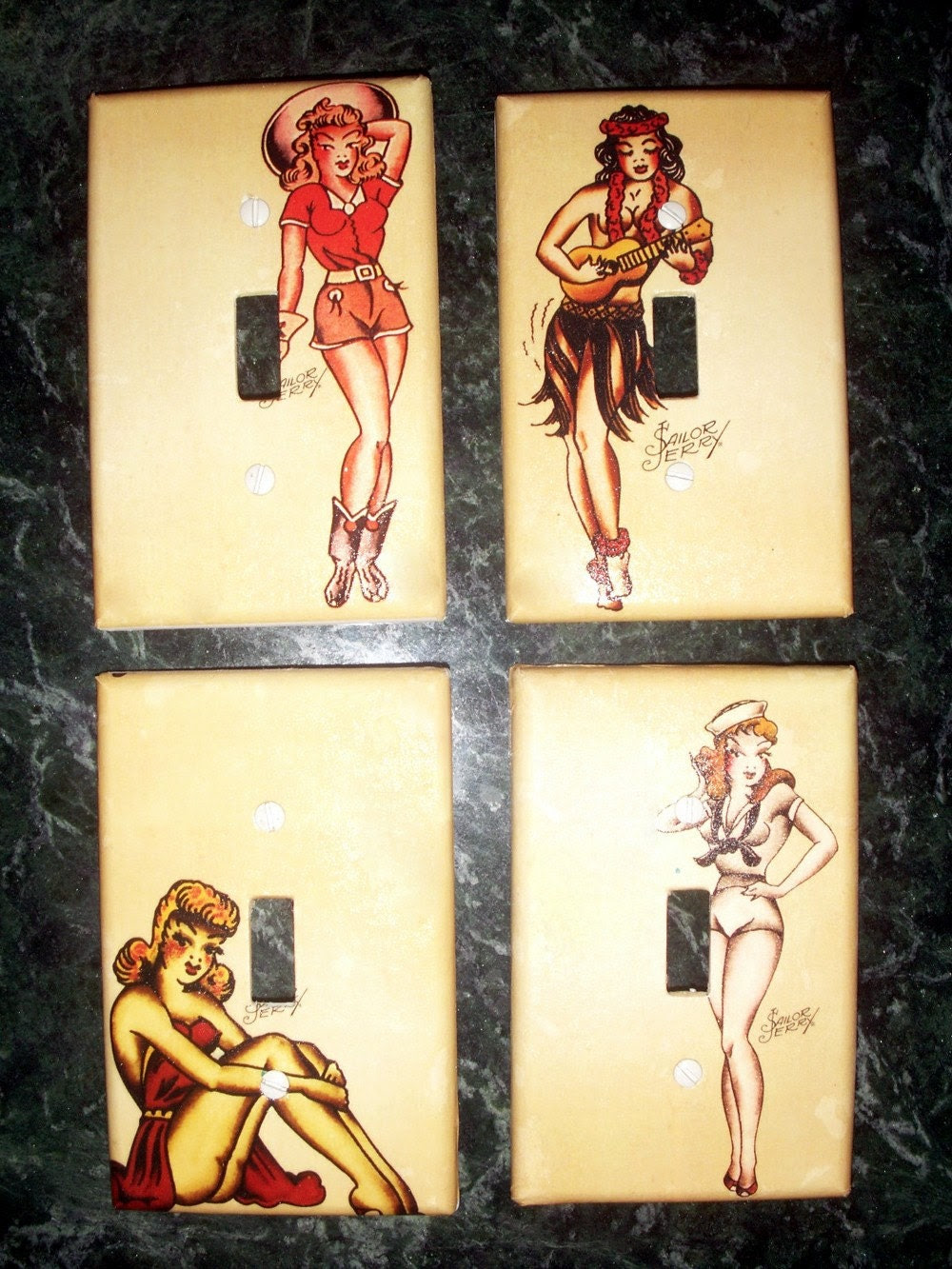 Sailor Jerry Classic Pinup Girl Switchplate Set of by reVIVALism