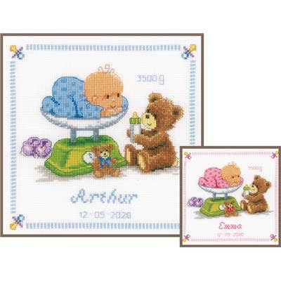 Kit Point De Croix Naissance Bebe Et Ours Vervaco Univers Broderie