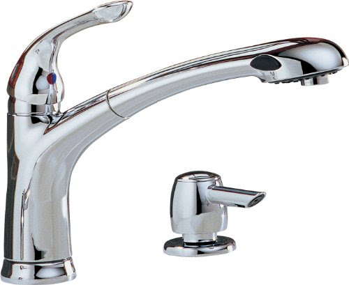 Delta 16928-SD-DST Uptown Single Handle Pull-Out Kitchen Faucet with Soap Dispenser, Chrome On Sale