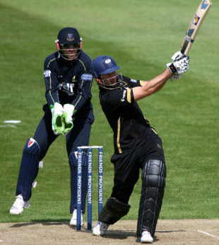 Michael Vaughan thumps a leg-side four on his way to 82, Yorkshire v Sussex, Friends Provident Trophy, Leeds, April 26, 2009