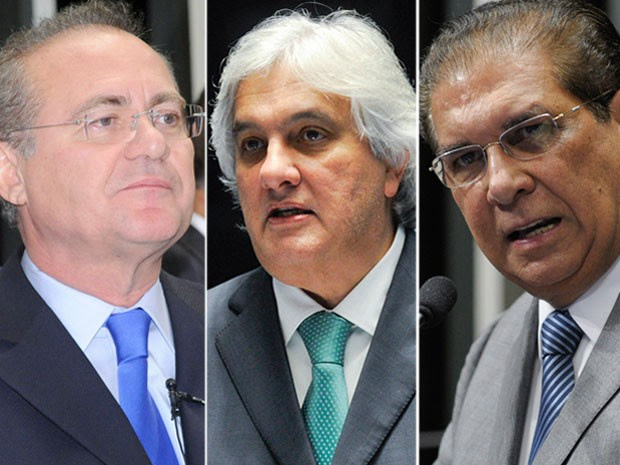 Os senadores Renan Calheiros, Delcídio Amaral e Jader Barbalho podem vir a ser alvo de novo inquérito no STF (Foto: Montagem com imagens de Waldemir Barreto/Agência Senado, Moreira Mariz/Agência Senado e Jefferson Rudy/Agência Senado)
