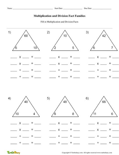 Fact families pyramid practice multiplication and division. multiplication and division fact families worksheets 3rd grade times