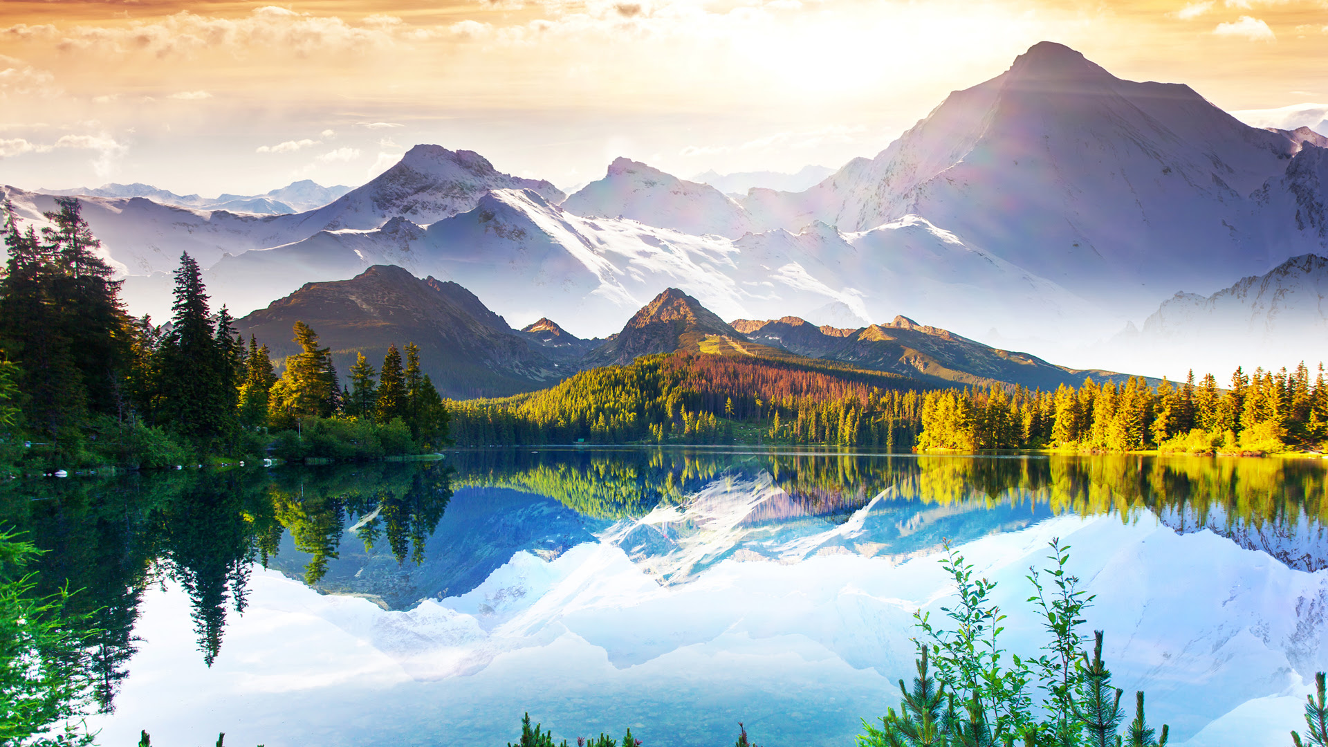 湖泊高山自然风景壁纸高清大图预览19x1080 风景壁纸下载 彼岸桌面