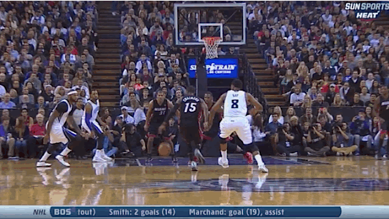 Mario Chalmers over the head pass to Lebron James windmill ...