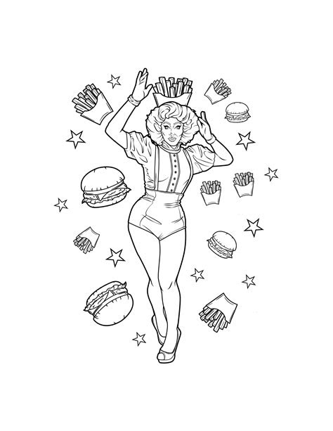  drag queen adult coloring page digital download drag race gay pride