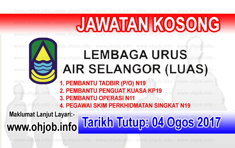Jawatan Kerja Kosong Lembaga Urus Air Selangor - LUAS logo www.ohjob.info ogos 2017