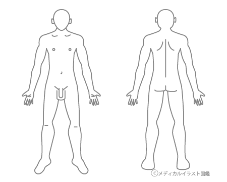 人体全身図白紙カルテ 両面 男性 グレーバージョン メディカルイラスト図鑑 無料の医療 美容素材集