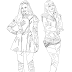 Mal Descendants 2 Coloring Pages - Printable coloring pages of mal, ben, evie, carlos and jay from disney's descendants 2.