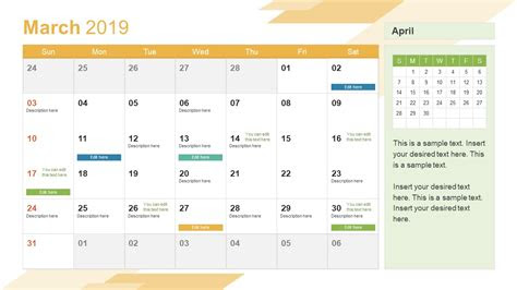 march powerpoint calendar  slidemodel