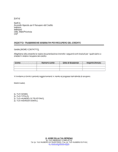 Lettera di riscossione credito prima di rivolgersi all'agenzia per il ...