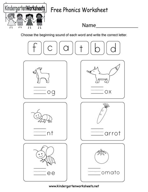  free phonics worksheet free kindergarten english worksheet for kids