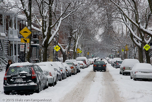 Snowy street in Montreal
