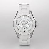 Fossil Women's CE1002 White Ceramic Bracelet White Analog Dial Multifunction Watch