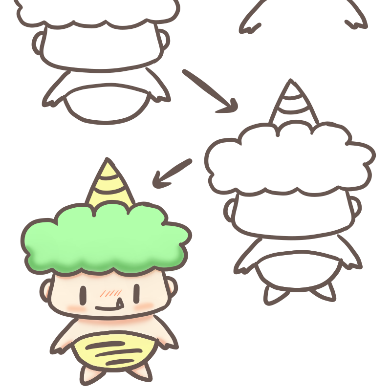 小学生にもオススメ ボールペンで超簡単な可愛い子鬼のイラストの描き方 ぴぴ