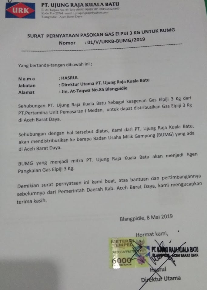 Contoh Surat Keterangan Usaha Lpg Nusagates