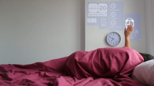alarm clock projected onto a wall