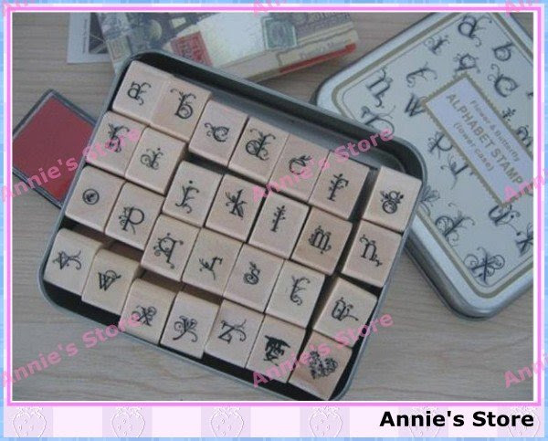 set Creative letters and numbers stamp gift box/wooden stamp/wooden 