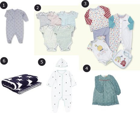 Trendy star prints for baby girls in every colour but not pink!
