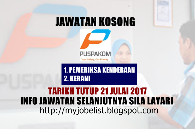 Jawatan Kosong PUSPAKOM Sdn Bhd Julai 2017