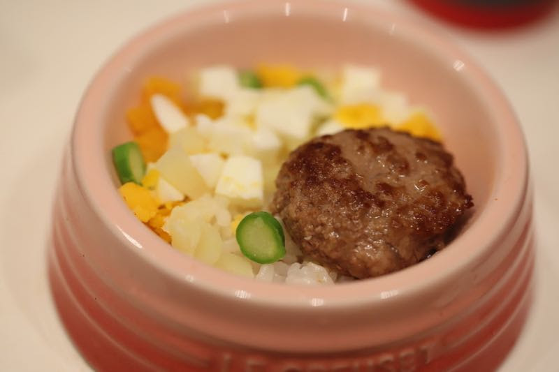犬の手作りごはん ハンバーグ丼とポテトサラダ みみみんブログ