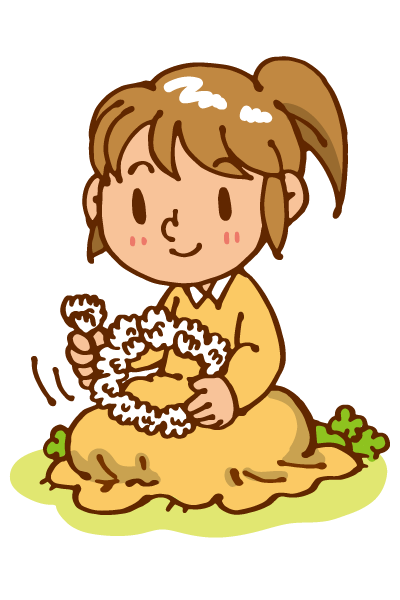 花冠を作る女の子のイラスト かわいいフリー素材が無料のイラストレイン