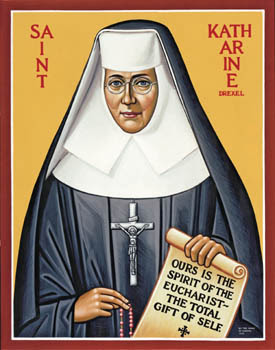 Sainte Catherine Marie Drexel. A Philadelphie aux Etats-Unis, fondatrice de la Congrégation des Sœurs du Saint-Sacrement († 1955)