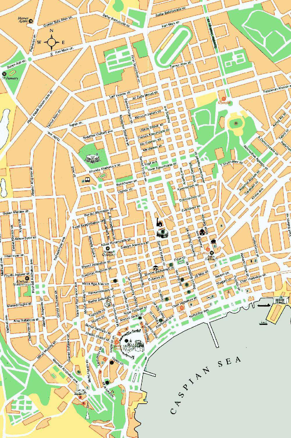 Large Baku city road map. Baku city large road map ...