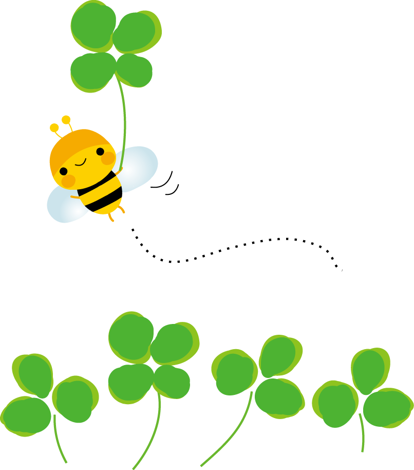 クローバーとみつばちのイラスト 無料イラスト フリー素材