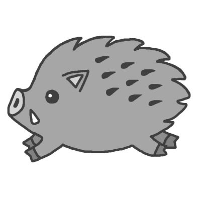 亥 イノシシ のイラストa モノクロ 07年亥年 平成19年 猪 いのしし とかわいい年賀状イラスト カット 1ポイント干支素材
