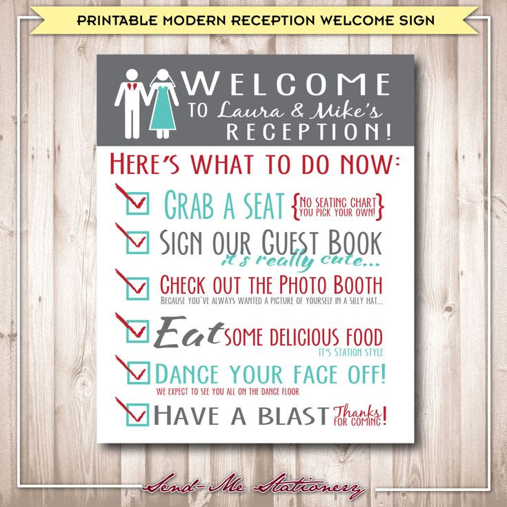 Rustic wedding reception Printable Reception Wedding Sign  rustic Welcome Modern signs