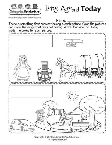  kindergarten social studies worksheet long ago and today in 2021