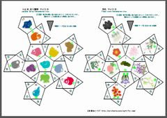 十二支サイコロ 花札サイコロ ペーパークラフト 正12面体展開図 正