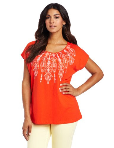 Jones New York Women's Plus-Size Cap Sleeve Ballet Neck Easy Body, Mandarin, 2X